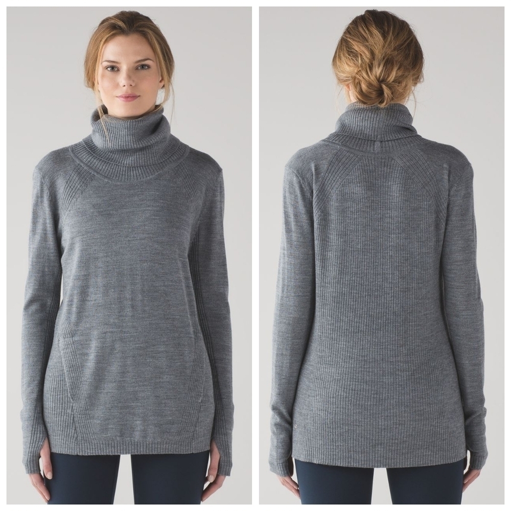 Lululemon Sweat And Savasana Merino Wool Grey Cozy Sweater Cabincore Size 4